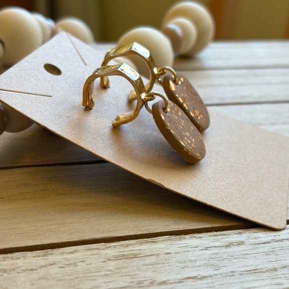 Handmade Gold Drop Earrings with Chunky Gold Hoops | Boho Statement Jewelry - Picture 2 of 6